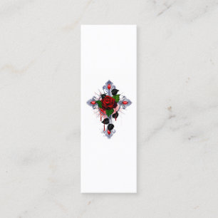 Carte De Fidélité Croix d'argent avec une rose rouge