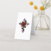 Carte De Fidélité Croix d'argent avec une rose rouge (Devant)