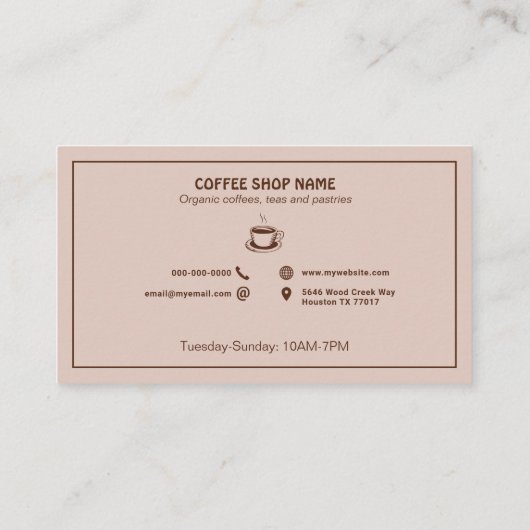 Carte de fidélité Cup & Coffee Shop (Dos)