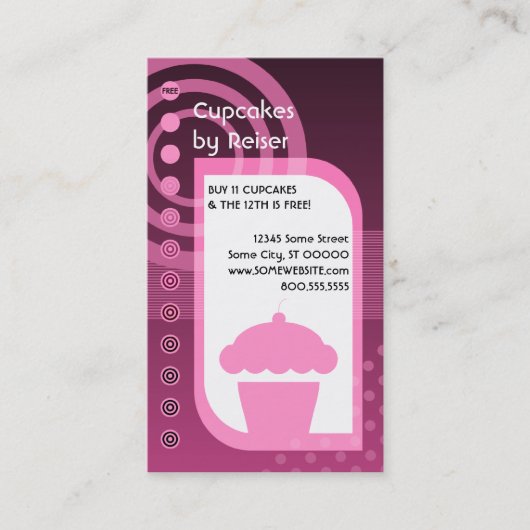 Carte De Fidélité cupcake loyauté rose (Devant)