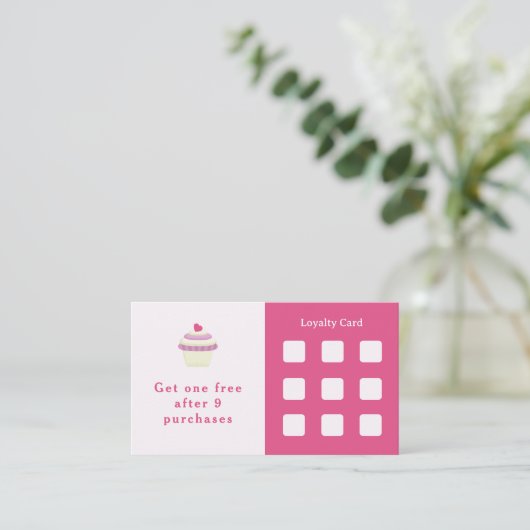 Carte de fidélité Cupcake Rose (Debout devant)