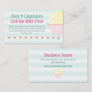 Carte De Fidélité Cupcakes Loyalty Stamp ou Punch Card - Acheter 9 O