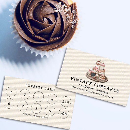 Carte De Fidélité Cupcakes vintages