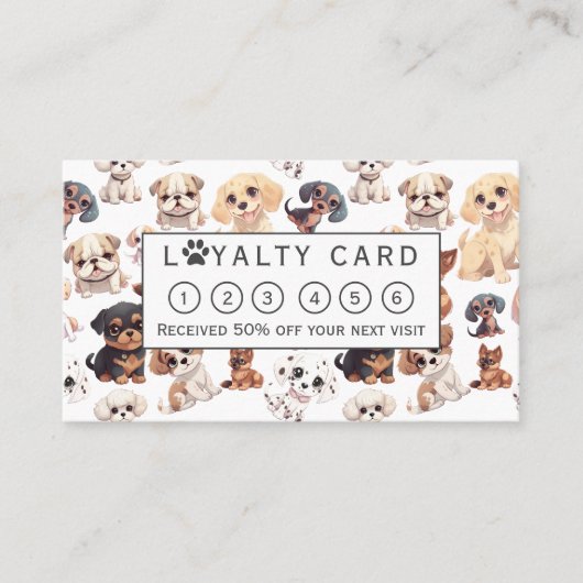 Carte De Fidélité Cute Chien Chien Chien Grossissant (Devant)