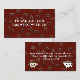 Carte De Fidélité Cute Coffee Beans Thank You Card Design