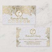 Carte de fidélité Damas blanches et dentelle or (Devant / Derrière)