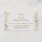 Carte de fidélité Damas blanches et dentelle or (Dos)