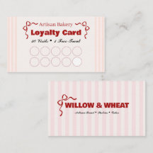Carte de fidélité de boulangerie rose Carte de vis