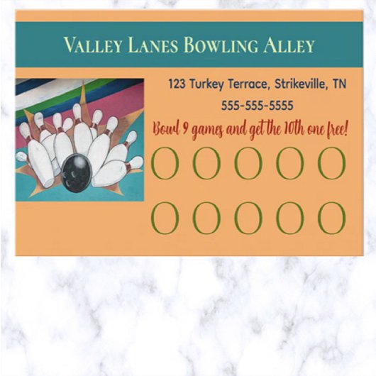 Carte de fidélité de bowling modifiable