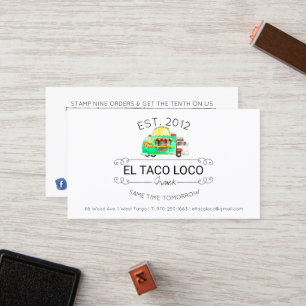 Carte de fidélité de camion de nourriture Taco