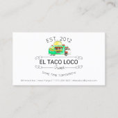 Carte de fidélité de camion de nourriture Taco (Devant)