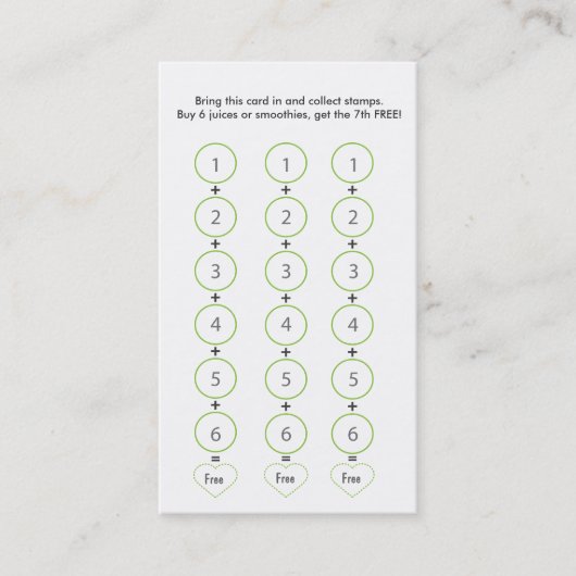 Carte de fidélité de carte de visite de Smoothie (Devant)
