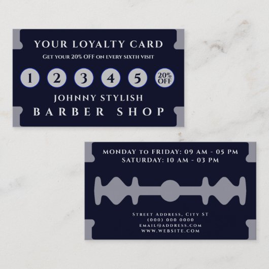 Carte de fidélité de forme Razor (Devant / Derrière)