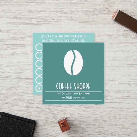 carte de fidélité de grains de café (Devant/Arrière en situation)