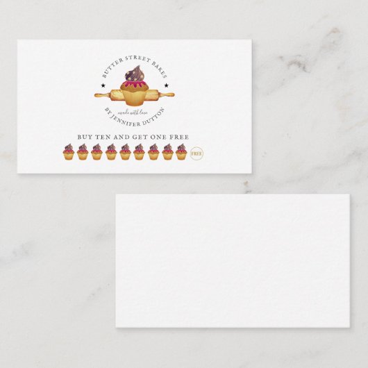 Carte de fidélité de la broche à rouleaux de cupca (Devant / Derrière)