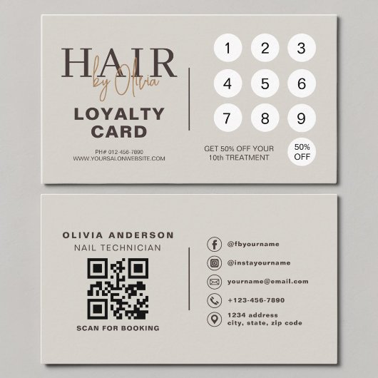 Carte de Fidélité de Salon de Coiffure avec Code Q