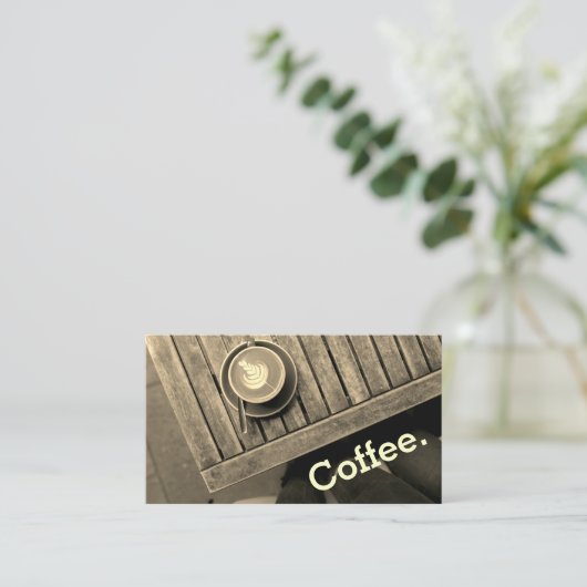 Carte De Fidélité Design Café Carré Table Loyauté Simple Sepia (Debout devant)