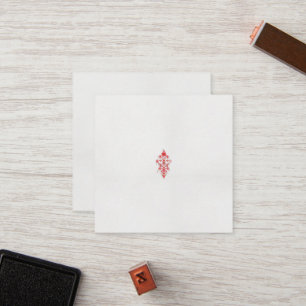 Carte De Fidélité dessin d'une fleur rouge et feuille sur un ba blan
