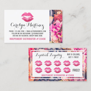 Carte De Fidélité Distributeur de rouge à lèvres Floral Kiss Lip Loy