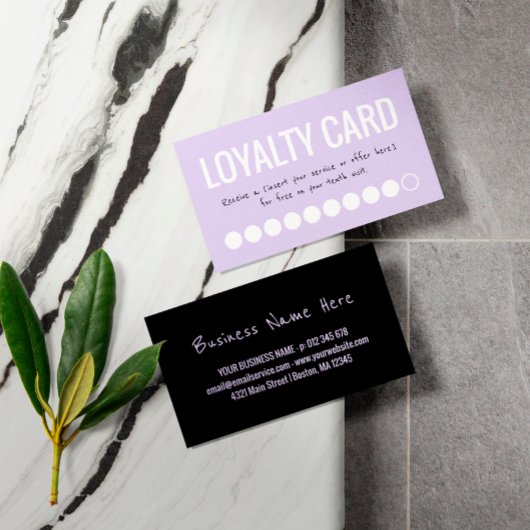Carte de Fidélité Dix Visites Violet Noir Blanc
