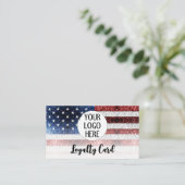 Carte De Fidélité Drapeau américain rouge blanc bleu étincelles Logo (Debout devant)