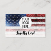 Carte De Fidélité Drapeau américain rouge blanc bleu étincelles Logo (Devant)