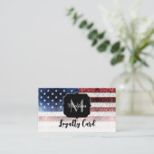 Carte De Fidélité Drapeau américain rouge blanc brillant parties sci (Debout devant)