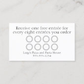 Carte de fidélité du restaurant italien Grazie (Dos)