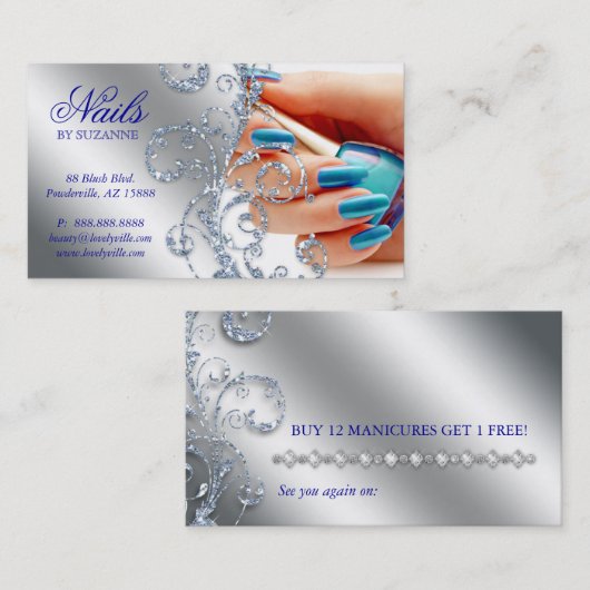 Carte de fidélité du salon Nail Parties scintillan (Devant / Derrière)