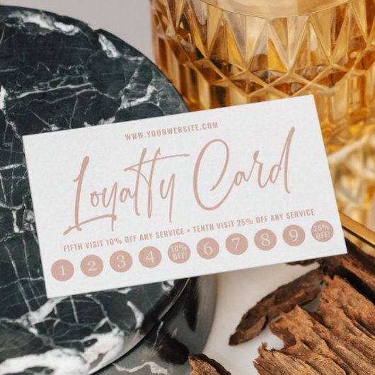 Carte De Fidélité Dusty rose et ivoire Typographie minimale