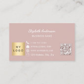 Carte De Fidélité Dusty rose pink qr code business logo (Dos)