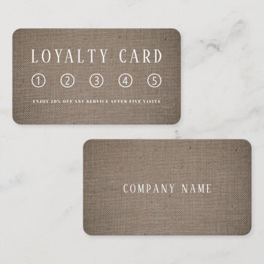 Carte De Fidélité Effet de Burlap rustique simple (Devant / Derrière)