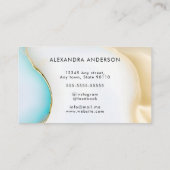 Carte De Fidélité Élégant Agate Bleu et Blanc Marbre Or Accents (Dos)