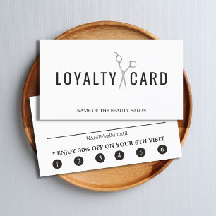 Carte De Fidélité Elégant Blanc Faux Ciseaux Argent Gras