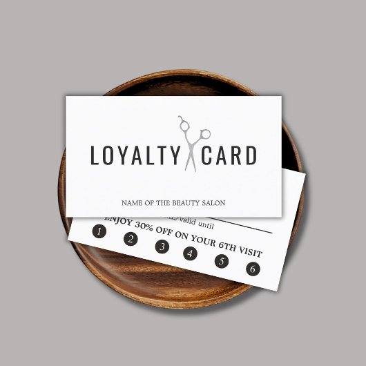 Carte De Fidélité Elégant Blanc Faux Ciseaux Argent Gras