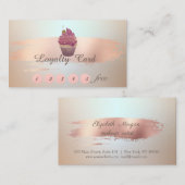 Carte De Fidélité Élégant, Brush Stroke, Cupcake (Devant / Derrière)