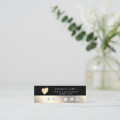 Carte De Fidélité Élégant coeur d'or noir luxe (Debout devant)