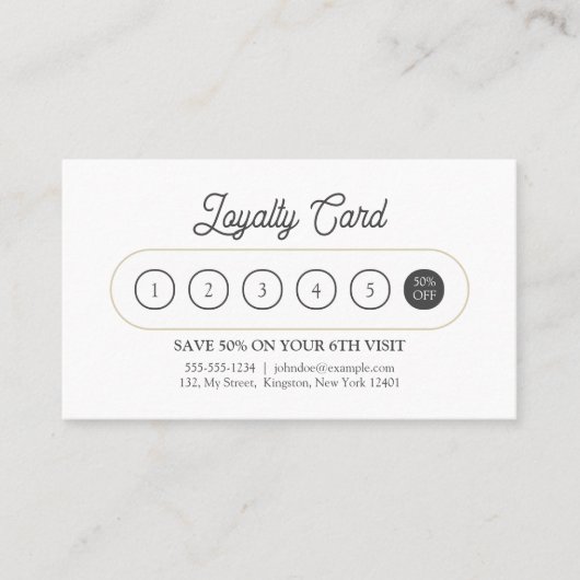 Carte De Fidélité Élégant coiffeur Script blanc & Biege minimal (Devant)