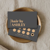 Carte De Fidélité Elegant Dark Grey Faux Golden Hair Salon