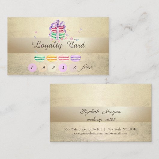 Carte De Fidélité Élégant, Élégant, Lumineux, Macarons à rayures (Devant / Derrière)