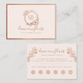Carte De Fidélité Élégant et moderne Monogramme Floral Wreath Rose (Devant / Derrière)