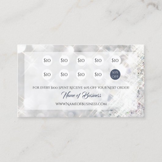 Carte De Fidélité Élégant FAUX Diamond Parties scintillant Sparkle P (Devant)