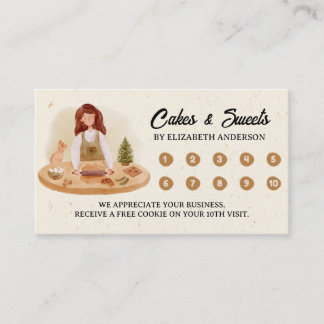 Carte De Fidélité Elégant gâteau aquarelle Boulangerie Pâtisserie Ch
