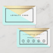 Carte De Fidélité Elégant Gold Foil & Aqua Style géométrique moderne (Devant / Derrière)