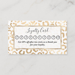 Carte De Fidélité Elegant Gold White Leopard Cheetah Animal Print