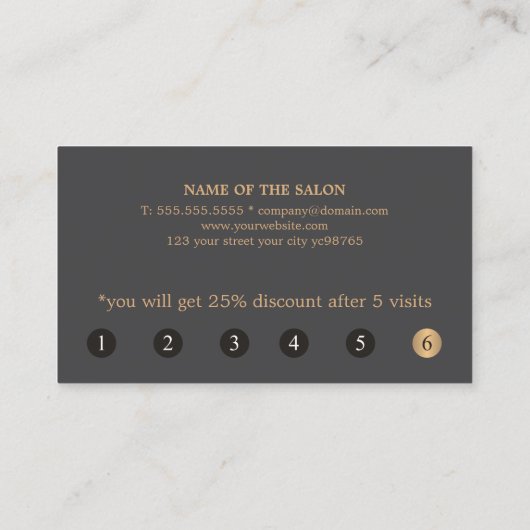 Carte De Fidélité Elégant gris foncé Faux Or Coeur Beauté (Dos)