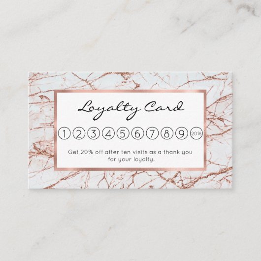 Carte De Fidélité Elégant ivoire blanc faux rose or parties scintill (Devant)