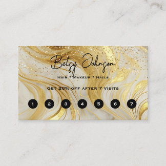 Carte De Fidélité Elegant Ivory Marble and Gold Glitter