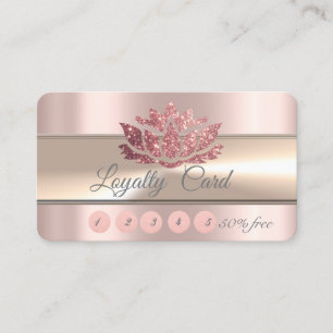 Carte De Fidélité Élégant Lotus Pailleté Or Rose Rayé