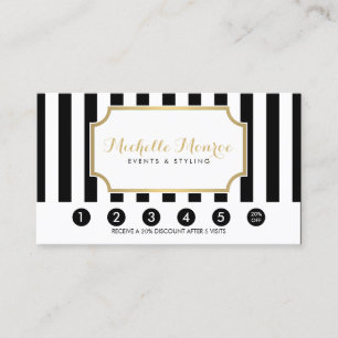 Carte De Fidélité Élégant Luxe Gras Gras Noir et Blanc Grandes Taill